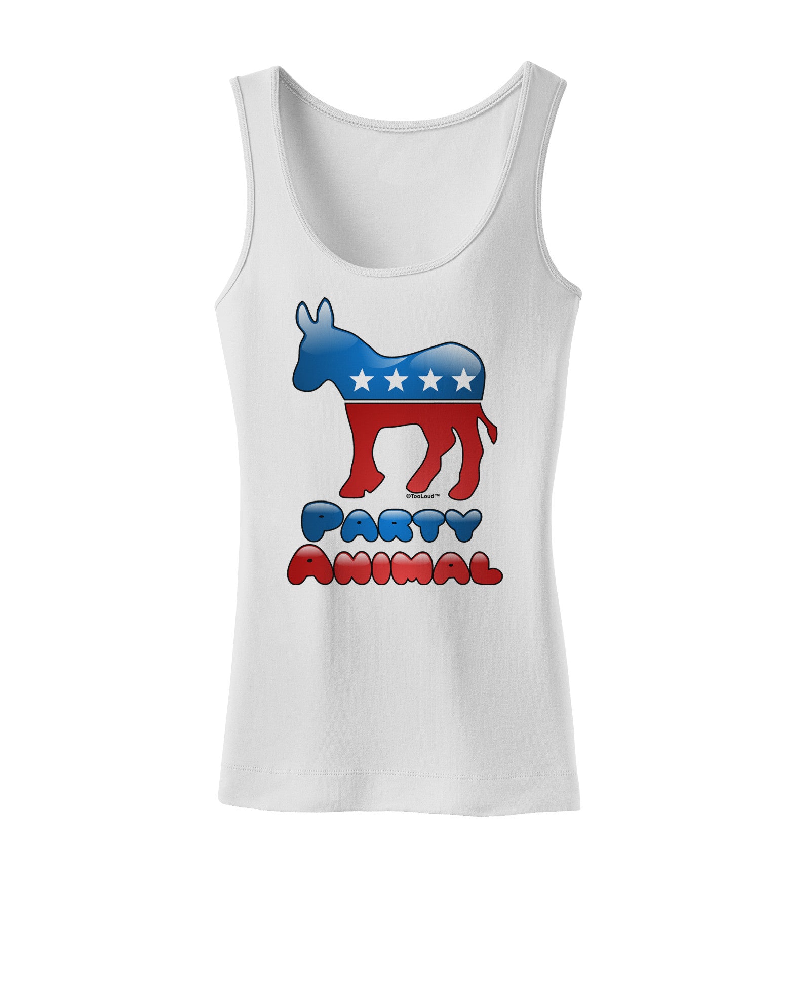 Democrat Party Animal Womens Petite Tank Top-TooLoud-White-X-Small-Davson Sales