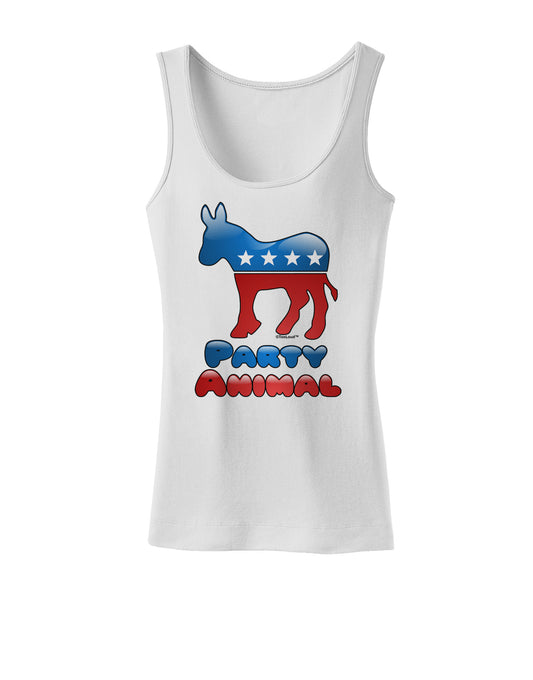 Democrat Party Animal Womens Petite Tank Top-TooLoud-White-X-Small-Davson Sales