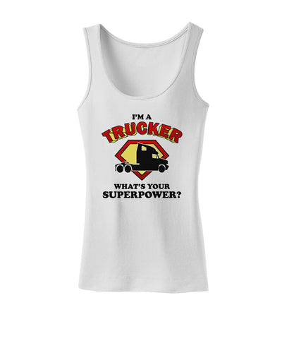 Trucker - Superpower Womens Petite Tank Top-TooLoud-White-X-Small-Davson Sales