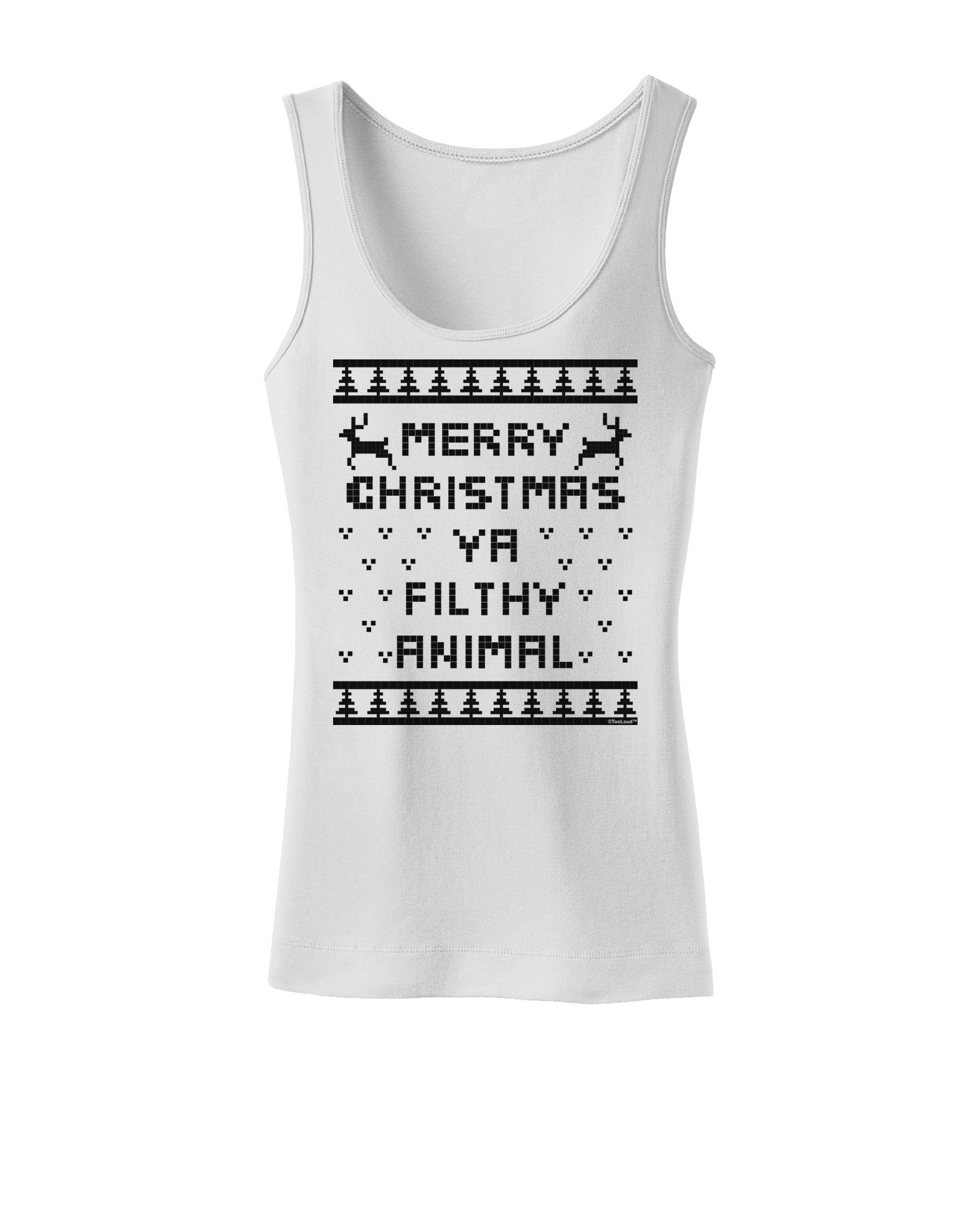 Merry Christmas Ya Filthy Animal Christmas Sweater Womens Tank Top-Womens Tank Tops-TooLoud-White-X-Small-Davson Sales
