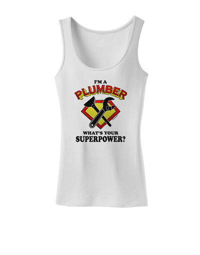 Plumber - Superpower Womens Petite Tank Top-TooLoud-White-X-Small-Davson Sales