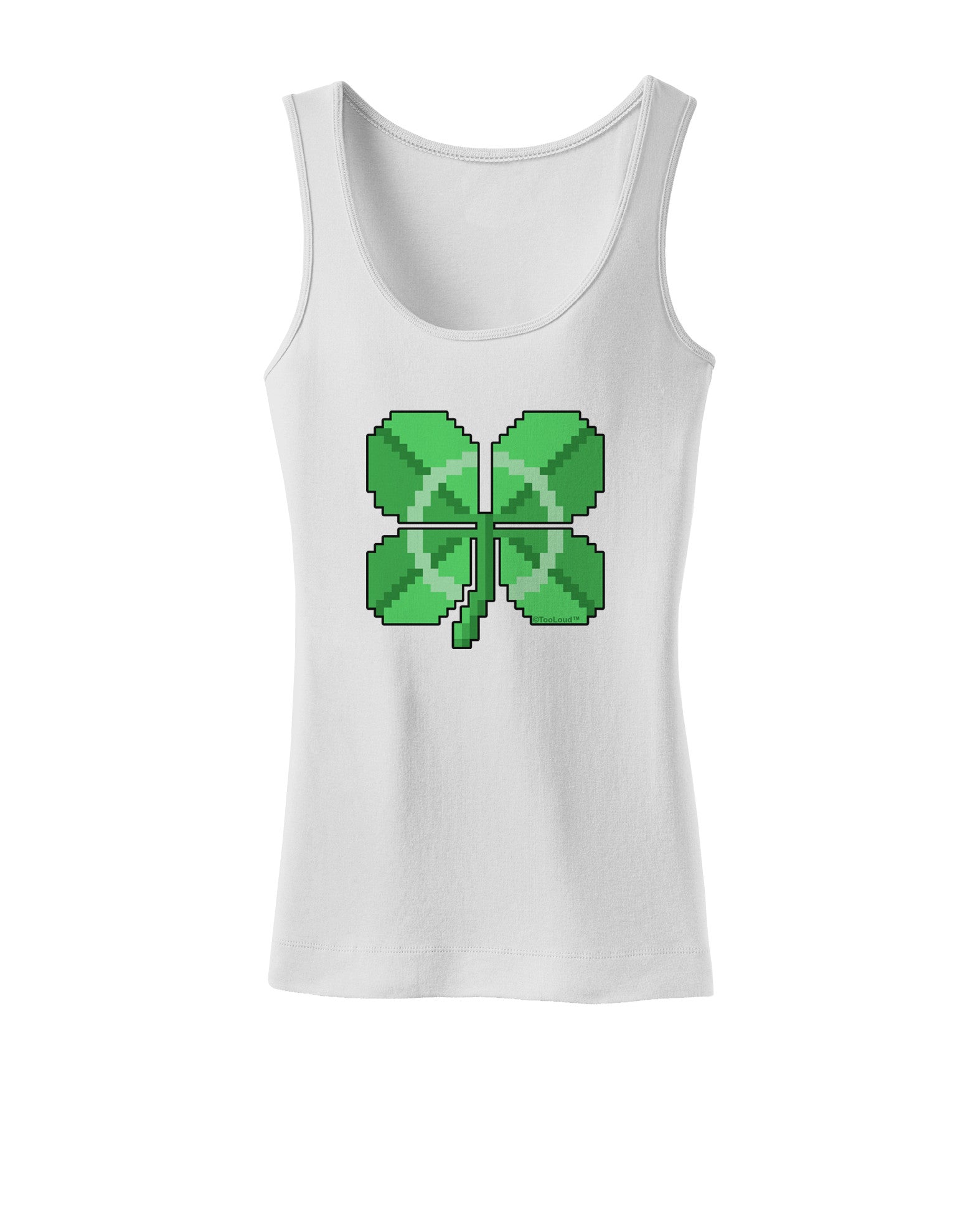 Pixel Four Leaf Clover Womens Petite Tank Top-TooLoud-White-X-Small-Davson Sales