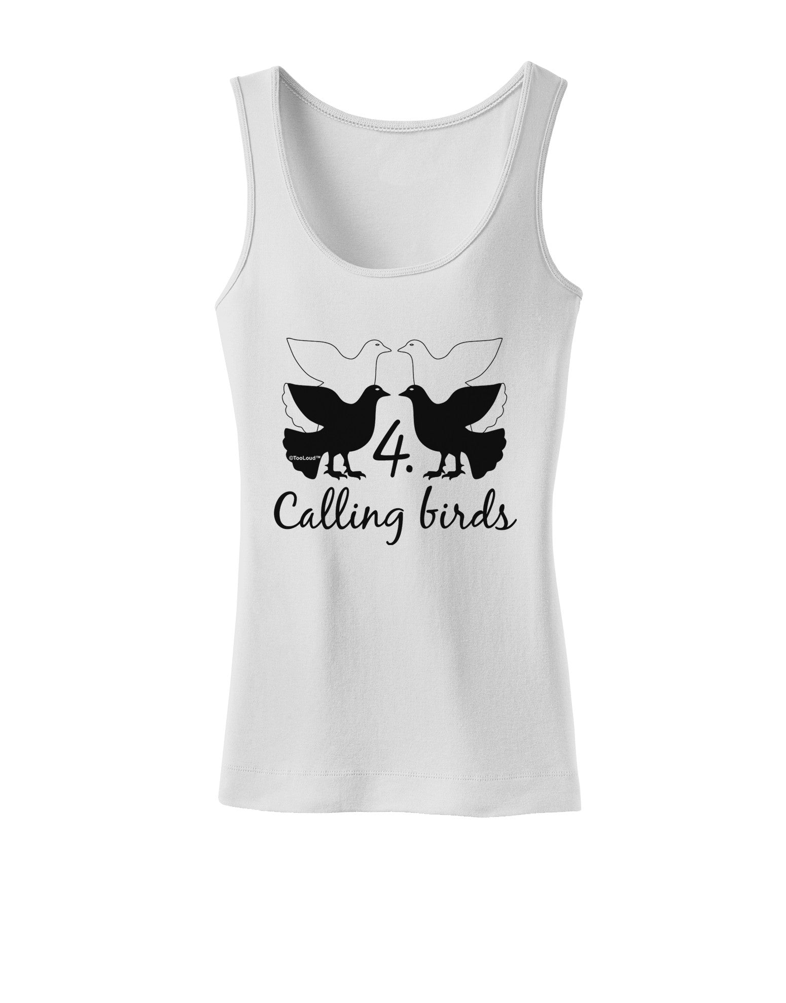 Four Calling Birds Text Womens Tank Top-Womens Tank Tops-TooLoud-White-X-Small-Davson Sales
