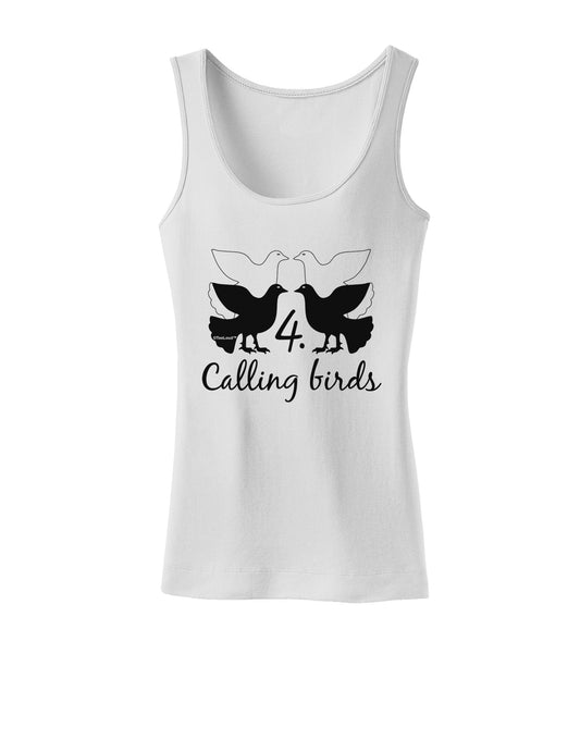 Four Calling Birds Text Womens Tank Top-Womens Tank Tops-TooLoud-White-X-Small-Davson Sales