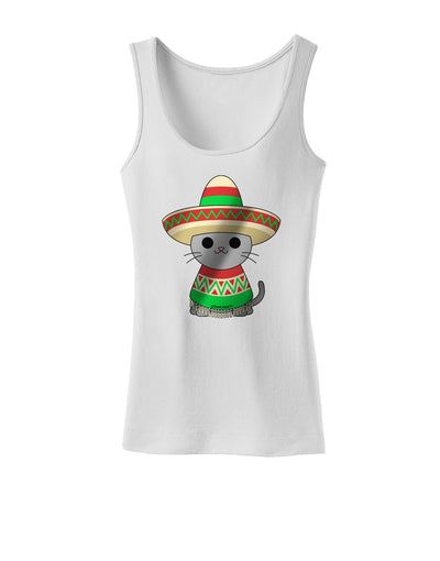 Sombrero and Poncho Cat - Metallic Womens Tank Top by TooLoud-Womens Tank Tops-TooLoud-White-X-Small-Davson Sales