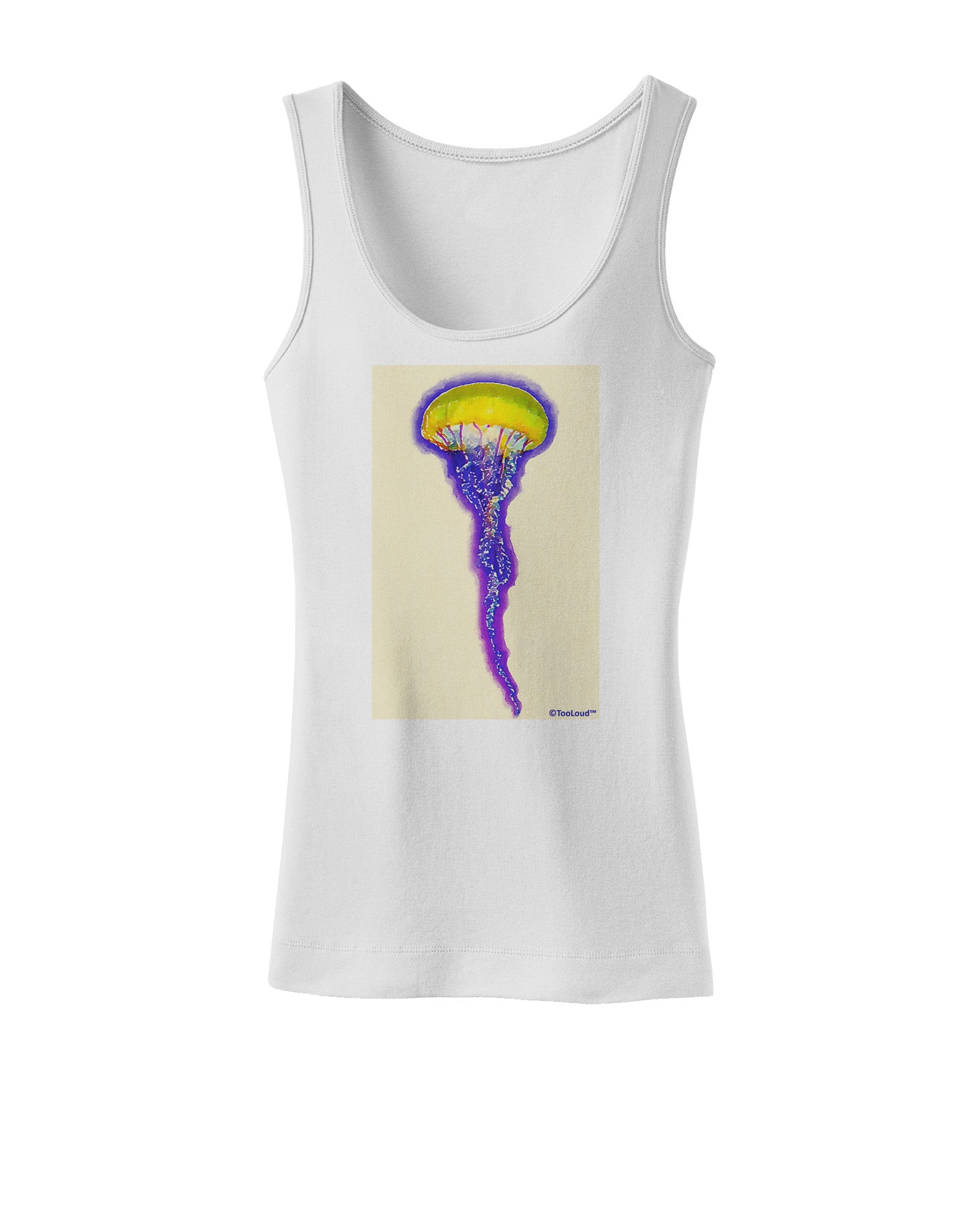 Jellyfish Outlined in Purple Watercolor Womens Tank Top-Womens Tank Tops-TooLoud-White-X-Small-Davson Sales