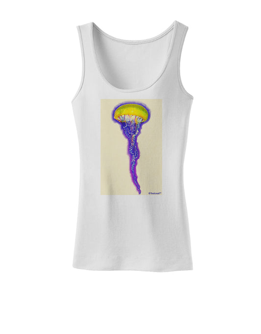 Jellyfish Outlined in Purple Watercolor Womens Tank Top-Womens Tank Tops-TooLoud-White-X-Small-Davson Sales