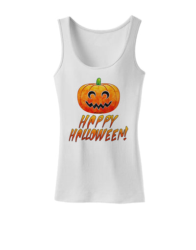 Jack-O-Lantern Watercolor Halloween Womens Tank Top-Womens Tank Tops-TooLoud-White-X-Small-Davson Sales