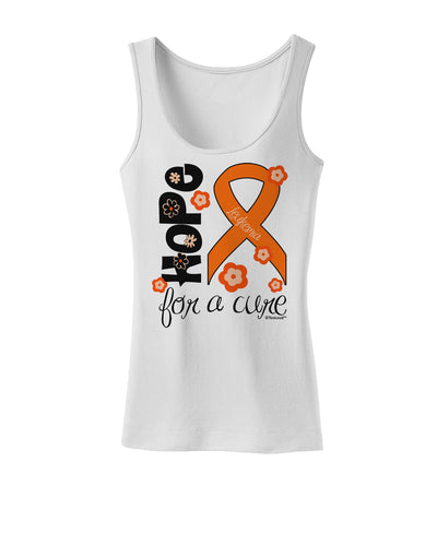 Hope for a Cure - Orange Ribbon Leukemia - Flowers Womens Tank Top-Womens Tank Tops-TooLoud-White-X-Small-Davson Sales