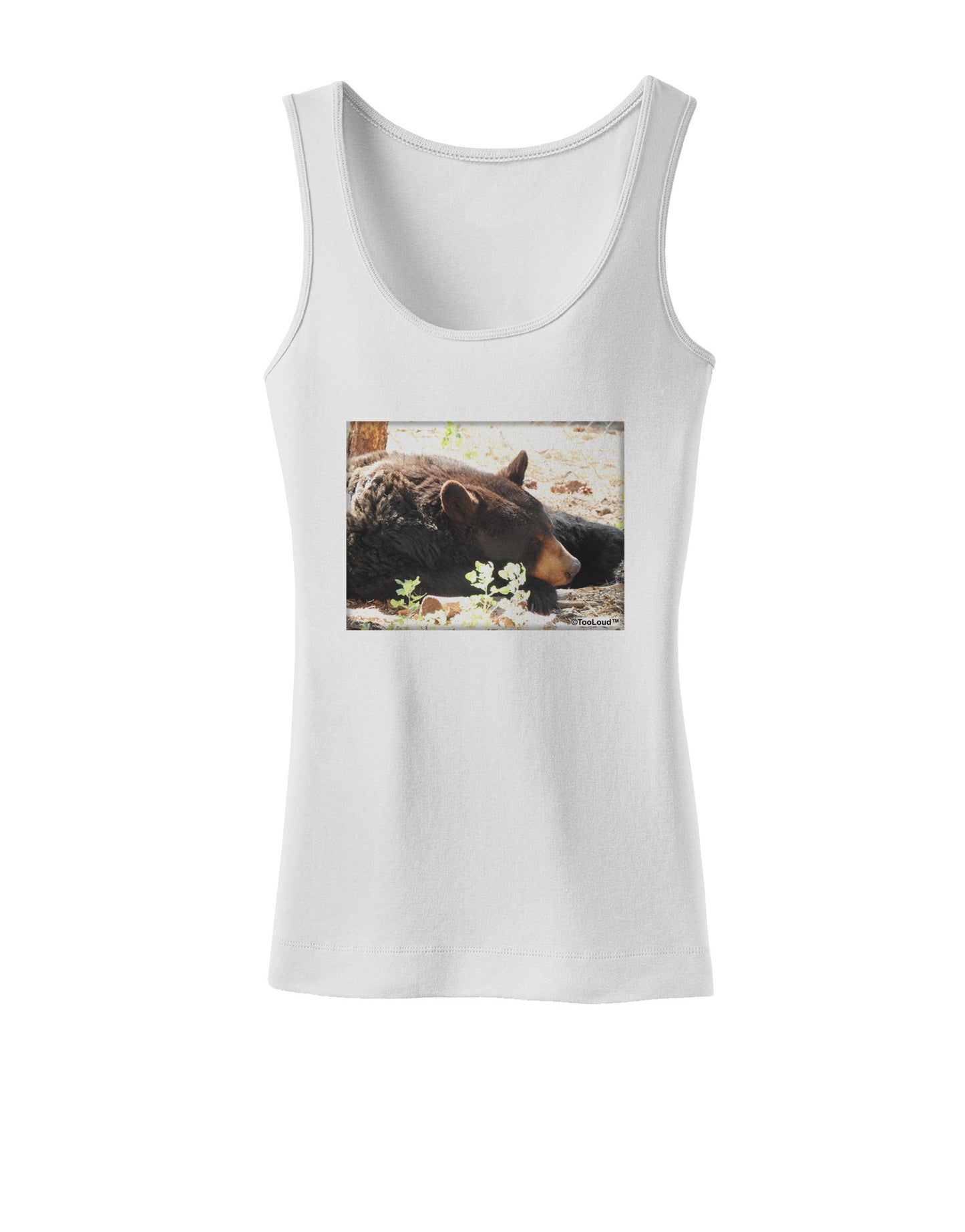 Laying Black Bear Womens Petite Tank Top-TooLoud-White-X-Small-Davson Sales