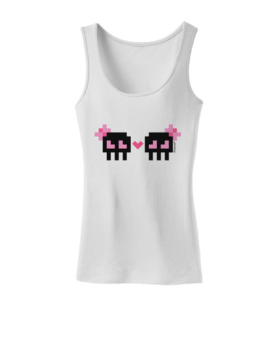 8-Bit Skull Love - Girl and Girl Womens Tank Top-Womens Tank Tops-TooLoud-White-X-Small-Davson Sales