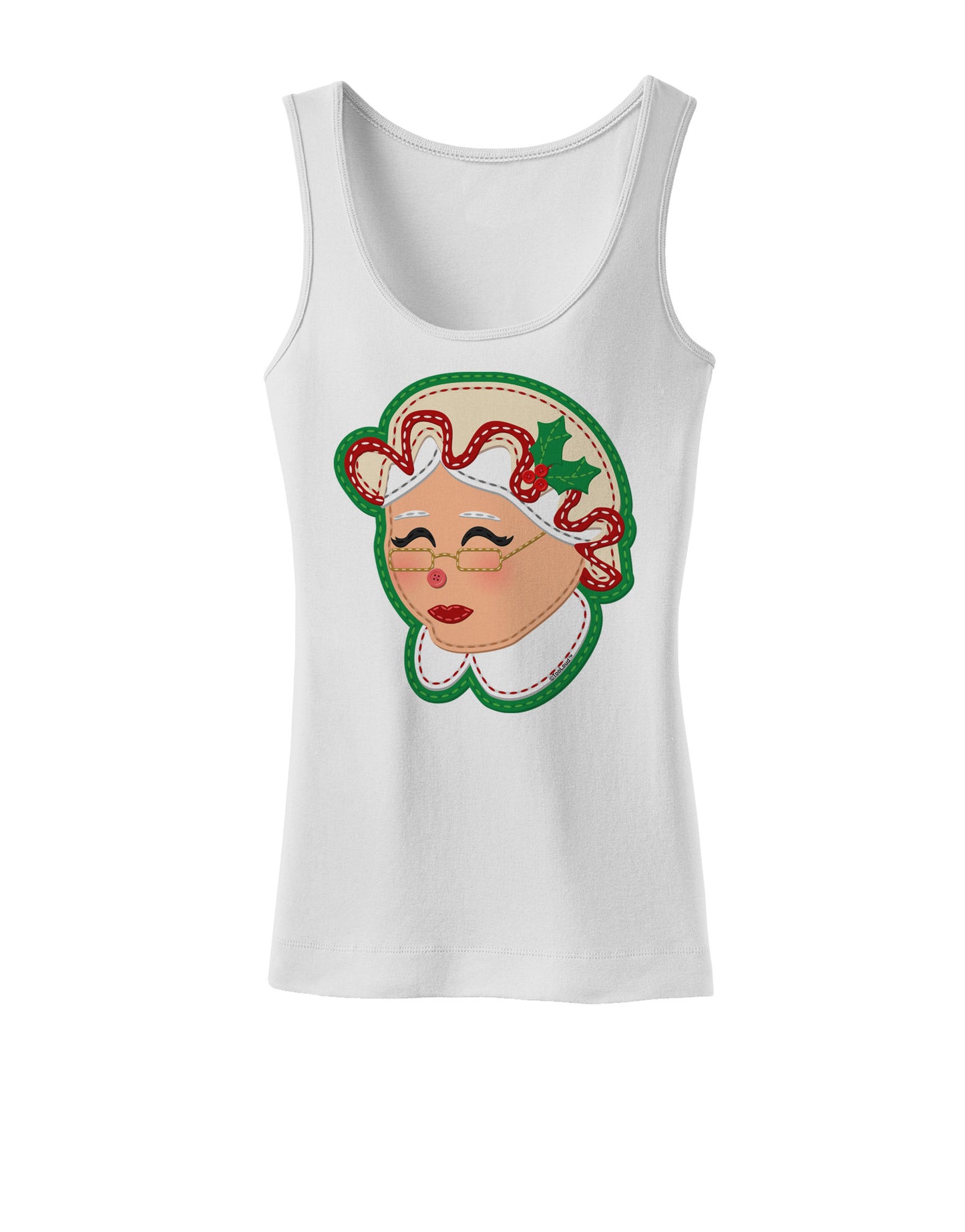 Cute Mrs Claus Face Faux Applique Womens Tank Top-Womens Tank Tops-TooLoud-White-X-Small-Davson Sales