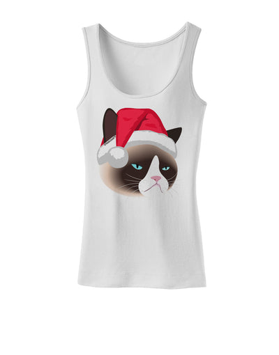 Santa Hat Disgruntled Siamese Cat Womens Tank Top by-Womens Tank Tops-TooLoud-White-X-Small-Davson Sales