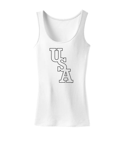 USA Text Womens Tank Top-Womens Tank Tops-TooLoud-White-X-Small-Davson Sales