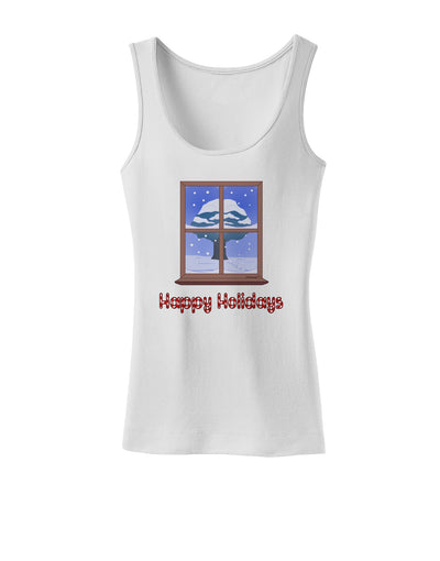 Frosty Window - Happy Holidays Womens Tank Top-Womens Tank Tops-TooLoud-White-X-Small-Davson Sales