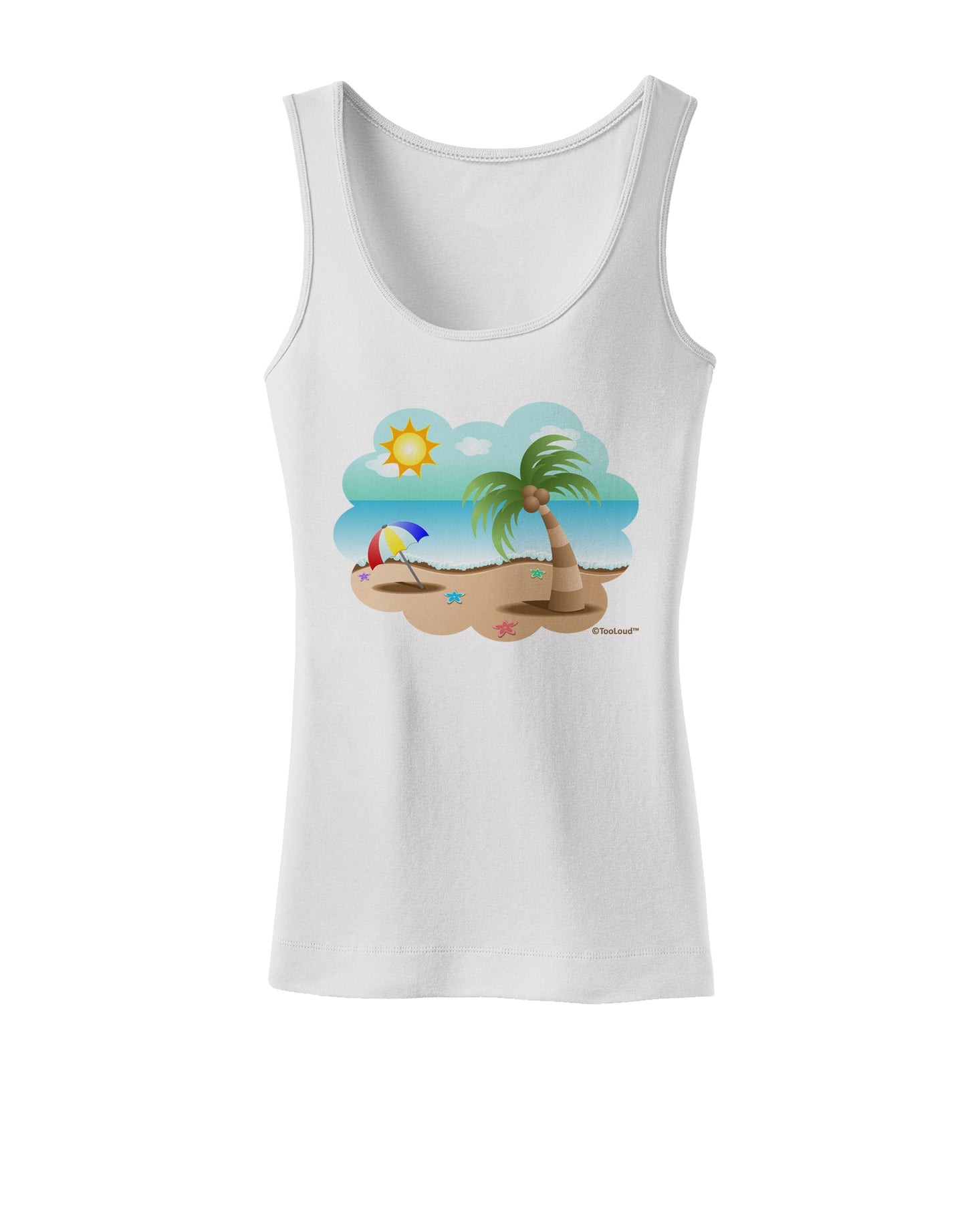 Fun Summer Beach Scene Womens Tank Top by TooLoud-Womens Tank Tops-TooLoud-White-X-Small-Davson Sales