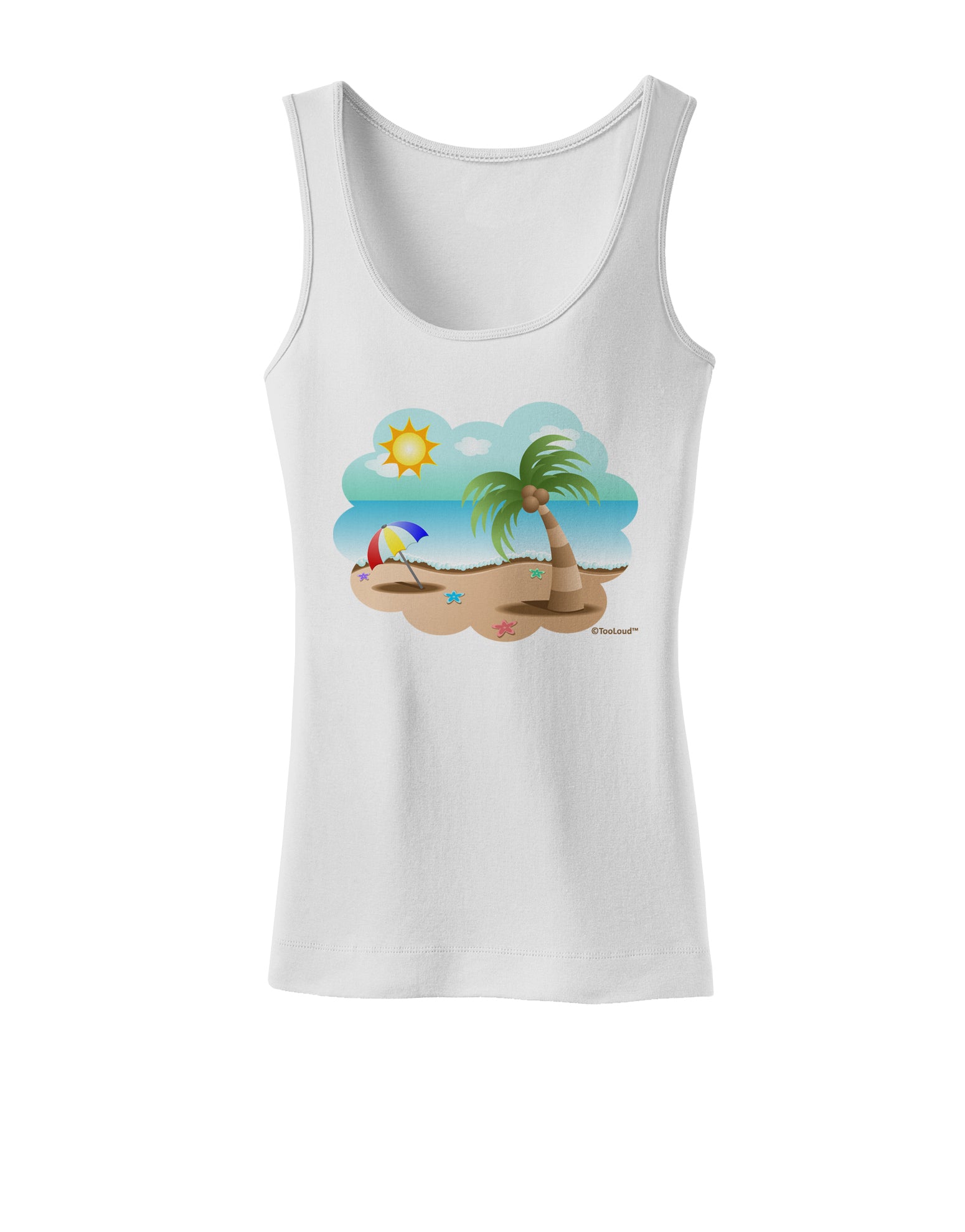 Fun Summer Beach Scene Womens Tank Top by TooLoud-Womens Tank Tops-TooLoud-White-X-Small-Davson Sales