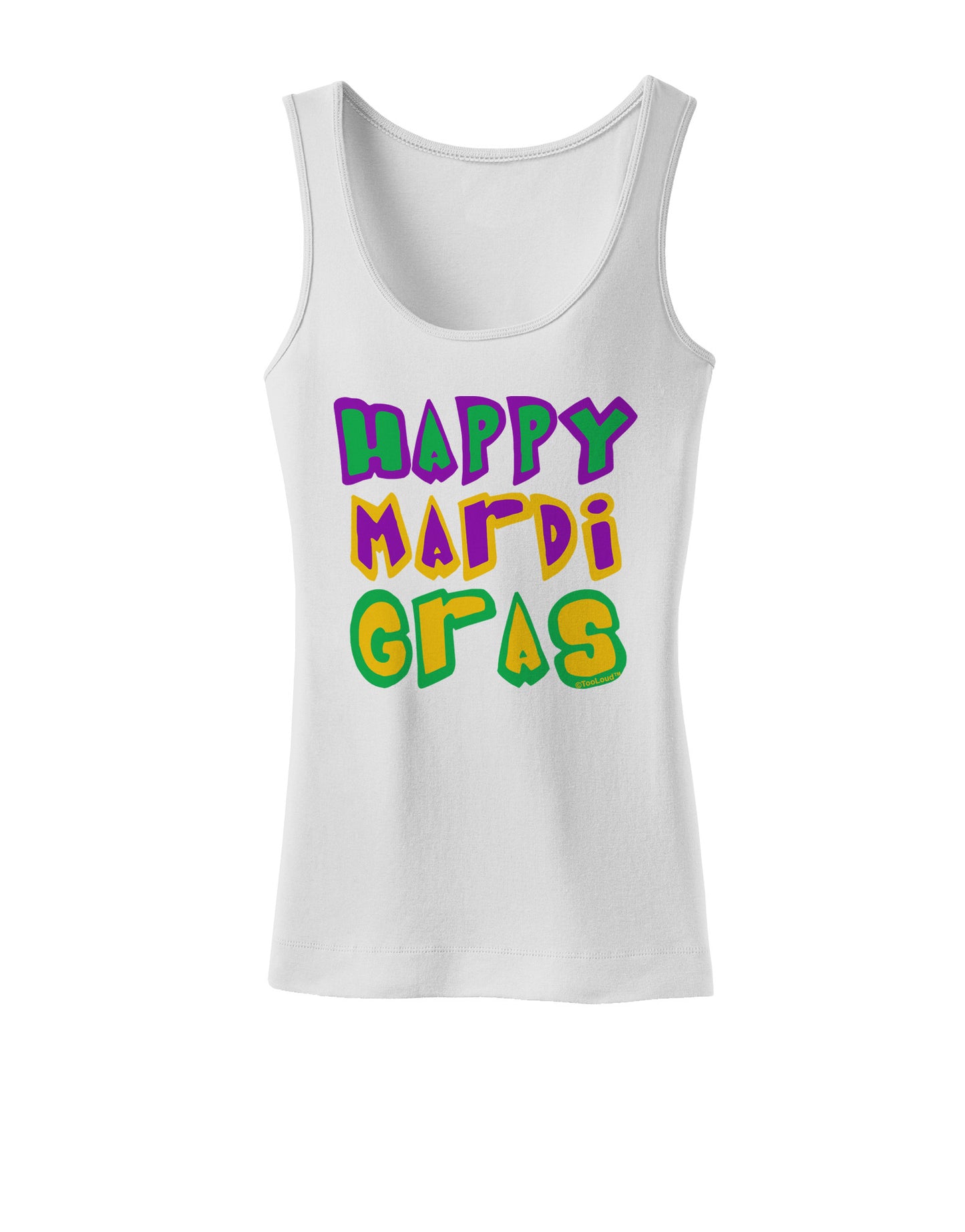 Happy Mardi Gras Text 2 Womens Petite Tank Top-TooLoud-White-X-Small-Davson Sales