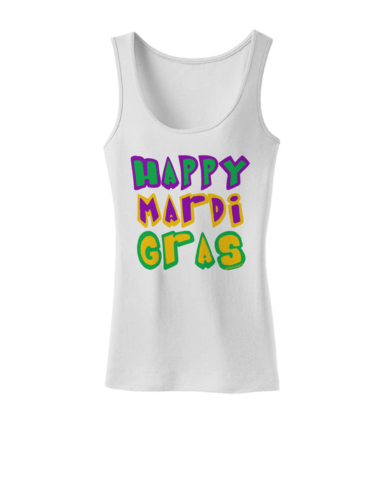 Happy Mardi Gras Text 2 Womens Petite Tank Top-TooLoud-White-X-Small-Davson Sales