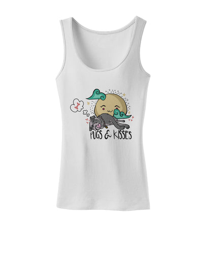 TooLoud Pugs and Kisses Womens Petite Tank Top-Womens Tank Tops-TooLoud-White-X-Small-Davson Sales