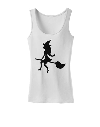 Cute Witch on Broom Silhouette Halloween Womens Tank Top-Womens Tank Tops-TooLoud-White-X-Small-Davson Sales