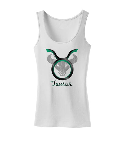 Taurus Symbol Womens Petite Tank Top-TooLoud-White-X-Small-Davson Sales