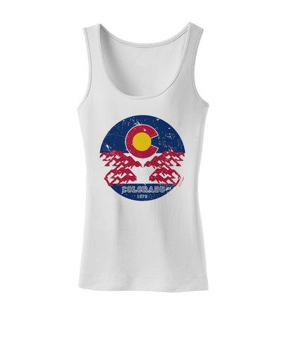 Grunge Colorado Rocky Mountain Bighorn Sheep Flag Womens Petite Tank Top-Womens Tank Tops-TooLoud-White-X-Small-Davson Sales