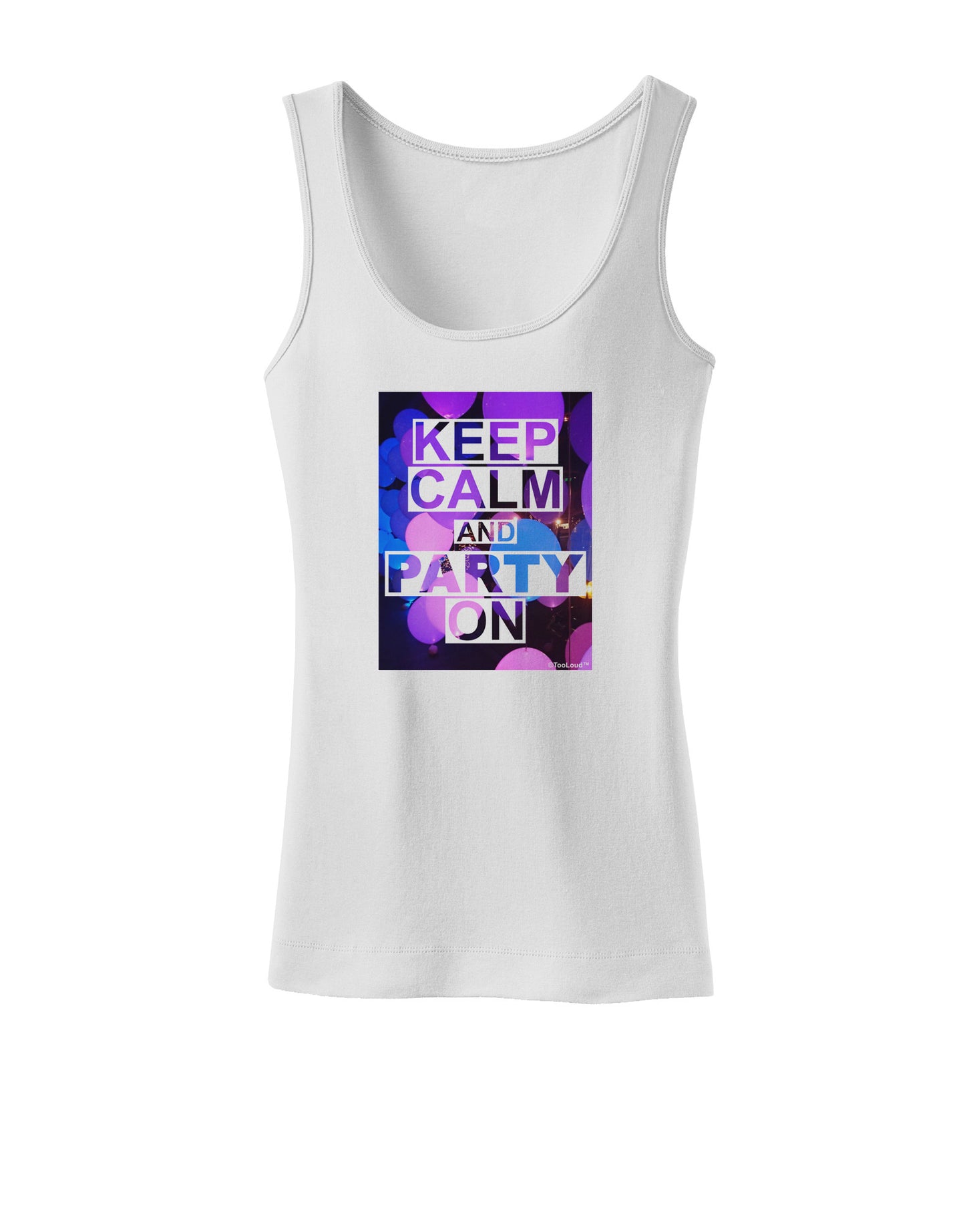 Keep Calm - Party Balloons Womens Petite Tank Top-TooLoud-White-X-Small-Davson Sales