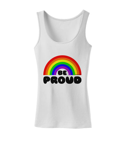 TooLoud Rainbow - Be Proud Gay Pride Womens Tank Top-Womens Tank Tops-TooLoud-White-X-Small-Davson Sales