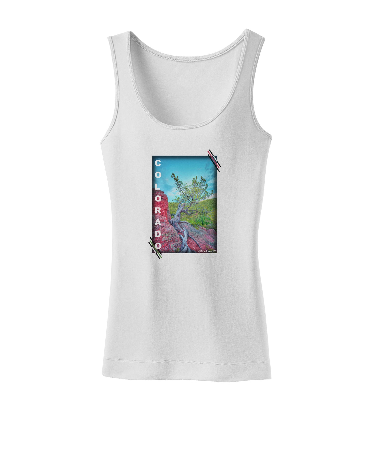 CO Cliffside Tree Text Womens Tank Top-Womens Tank Tops-TooLoud-White-X-Small-Davson Sales
