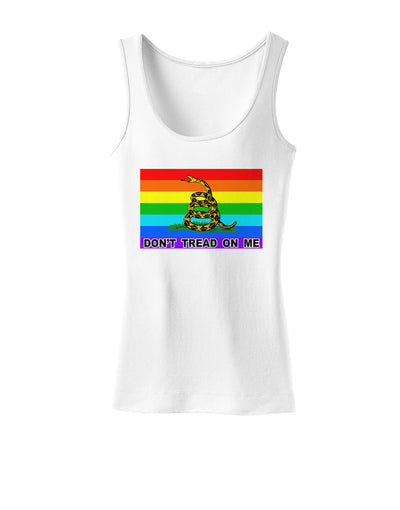 LGBT Rainbow Gadsden Flag Freedom Womens Tank Top-Womens Tank Tops-TooLoud-White-X-Small-Davson Sales