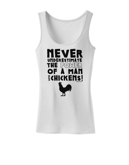 A Man With Chickens Womens Petite Tank Top-TooLoud-White-X-Small-Davson Sales