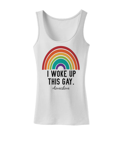 TooLoud I Woke Up This Gay Womens Petite Tank Top-Womens Tank Tops-TooLoud-White-X-Small-Davson Sales