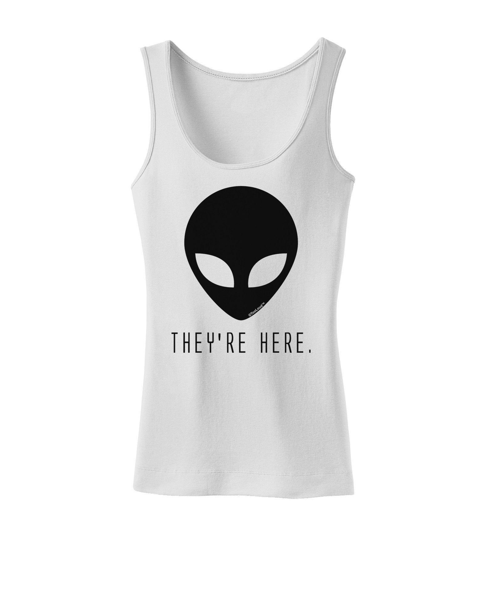 Alien They Are Here Womens Petite Tank Top-TooLoud-White-XXXX-Large-Davson Sales