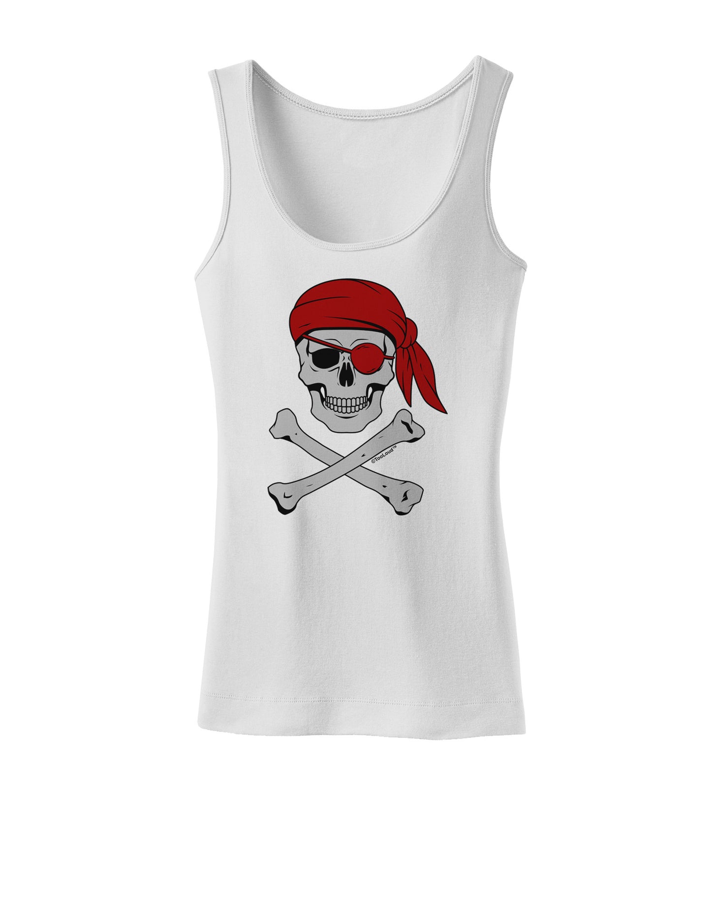 Pirate Skull Womens Petite Tank Top-TooLoud-White-X-Small-Davson Sales