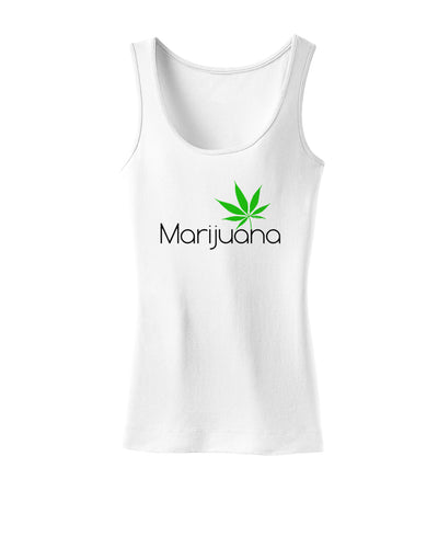 Marijuana Text and Leaf Womens Tank Top-Womens Tank Tops-TooLoud-White-X-Small-Davson Sales