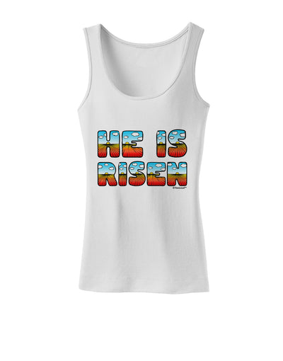 He Is Risen - Easter - Sunrise Letters Womens Tank Top-Womens Tank Tops-TooLoud-White-X-Small-Davson Sales