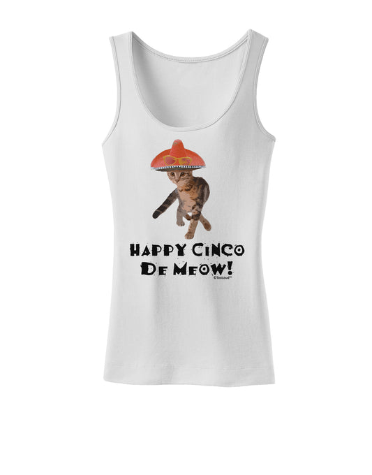 Cat with Pink Sombrero - Happy Cinco de Meow Womens Tank Top by TooLoud-Womens Tank Tops-TooLoud-White-X-Small-Davson Sales
