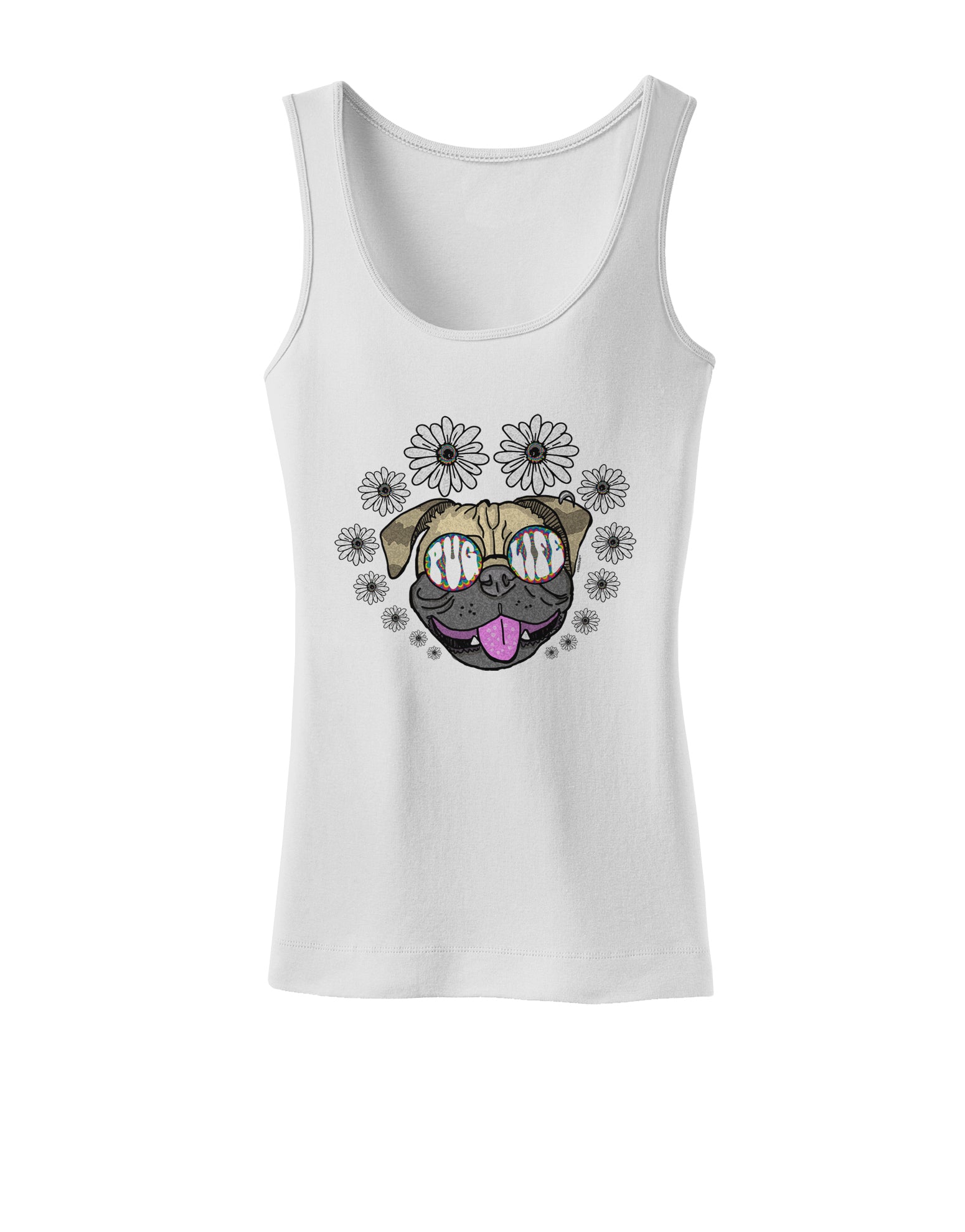 TooLoud Pug Life Hippy Womens Petite Tank Top-Womens Tank Tops-TooLoud-White-X-Small-Davson Sales