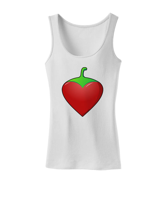 Chili Pepper Heart Womens Petite Tank Top-TooLoud-White-X-Small-Davson Sales