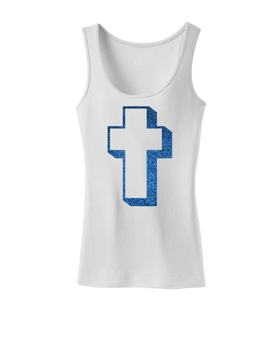 Simple Cross Design Glitter - Blue Womens Tank Top by TooLoud-Womens Tank Tops-TooLoud-White-X-Small-Davson Sales