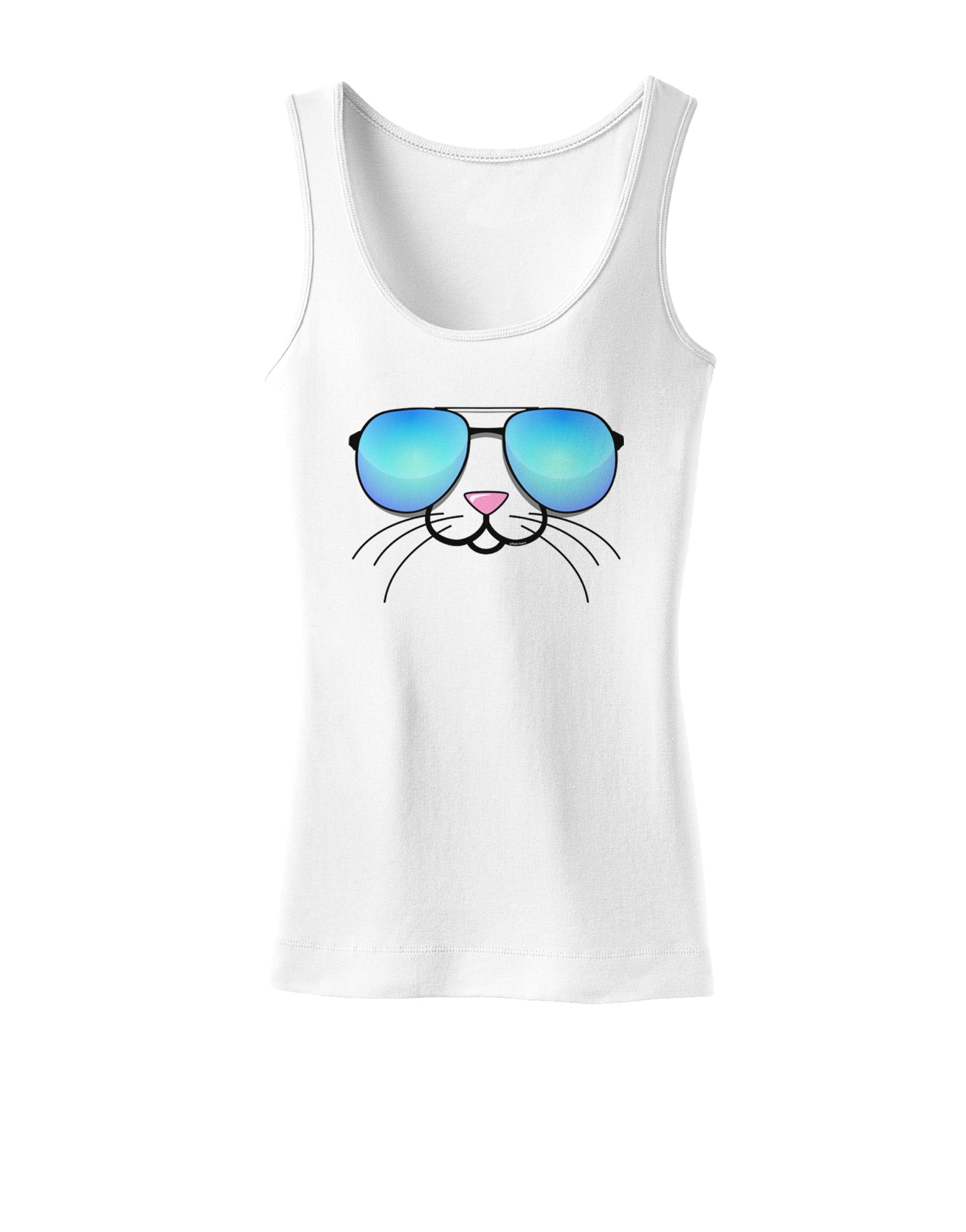 Kyu-T Face - Tiny Cool Sunglasses Womens Tank Top-Womens Tank Tops-TooLoud-White-X-Small-Davson Sales