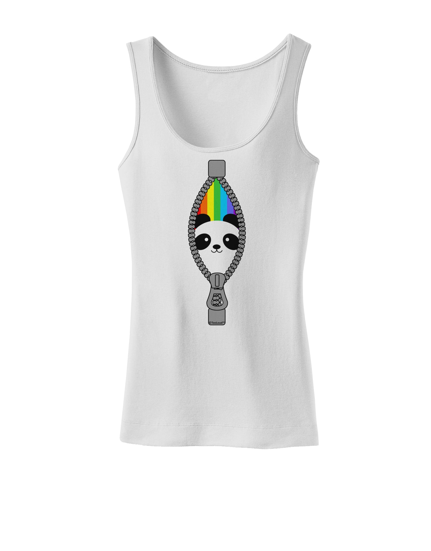 Rainbow Panda Peeking Out of Zipper Womens Tank Top by TooLoud-Womens Tank Tops-TooLoud-White-X-Small-Davson Sales