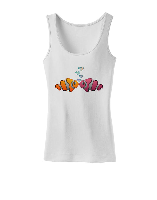 Kissy Clownfish Womens Petite Tank Top-TooLoud-White-X-Small-Davson Sales