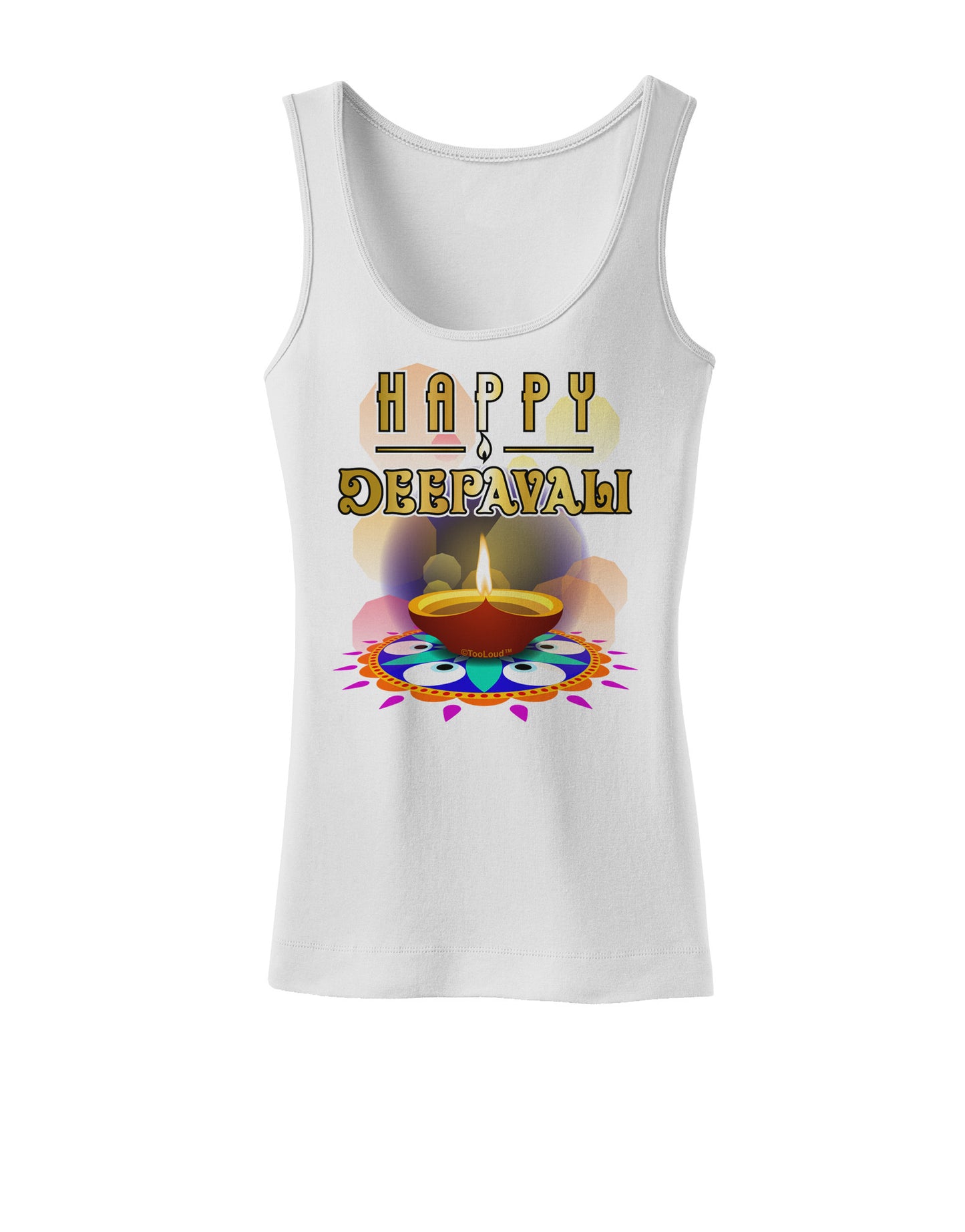 Happy Deepavali - Rangoli and Diya Womens Tank Top by-Womens Tank Tops-TooLoud-White-X-Small-Davson Sales