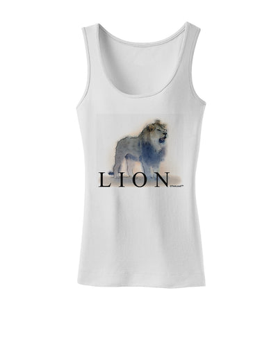 Lion Watercolor B Text Womens Tank Top-Womens Tank Tops-TooLoud-White-X-Small-Davson Sales