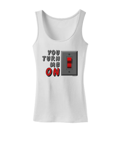 You Turn Me On Switch Womens Petite Tank Top-TooLoud-White-X-Small-Davson Sales