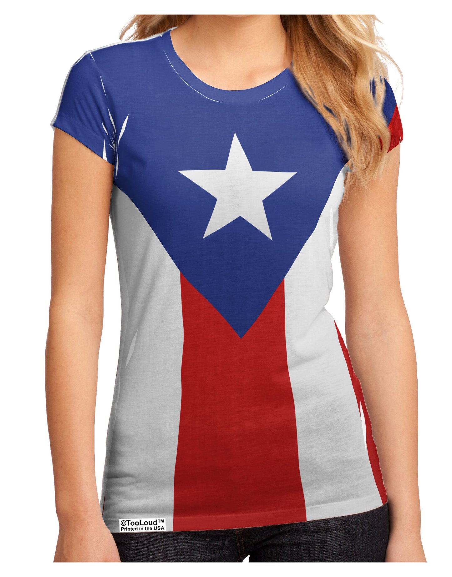 Puerto Rico Flag AOP Juniors Petite Sub Tee Single Side All Over Print-TooLoud-White-Small-Davson Sales