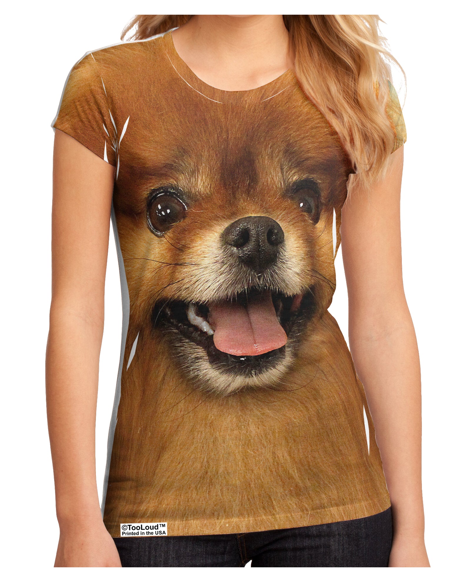 Adorable Red Pomeranian Juniors Petite Sub Tee Single Side All Over Print-TooLoud-White-Small-Davson Sales