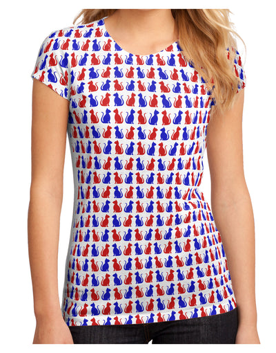 Patriotic Cat Pattern Juniors Sub Tee Single Side All Over Print-TooLoud-White-Small-Davson Sales